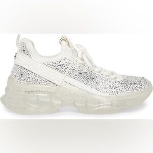 Steve Madden Maxima-R Women's White Rhinestone Embellished Sneakers